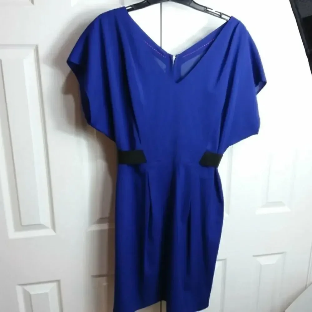 Escada Sport Dorris Midnight Blue Drape Sleeve Dress Sz 36/6